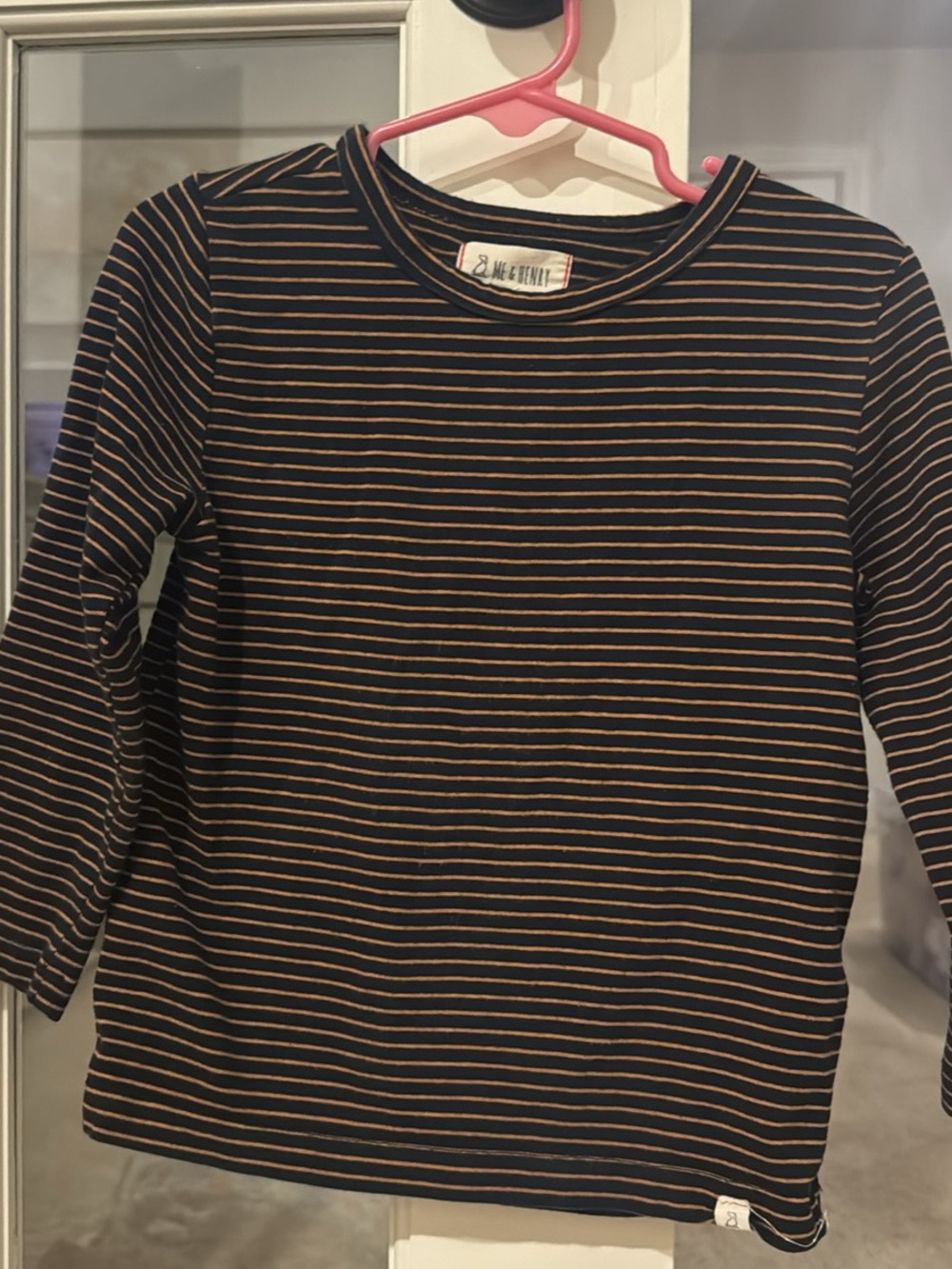 Black & Tan Striped Long Sleeve Tee by No Brand